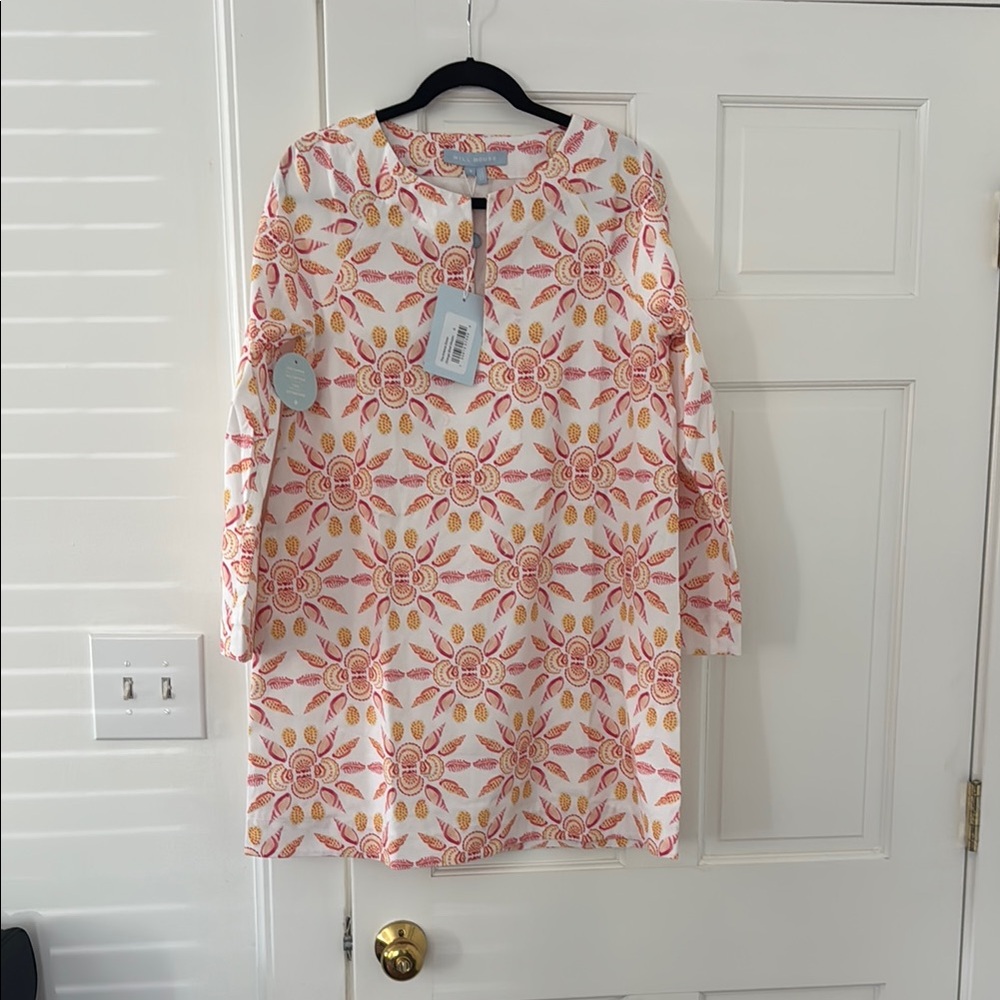 Hill House- Vibrant Orange and Pink Floral Dress